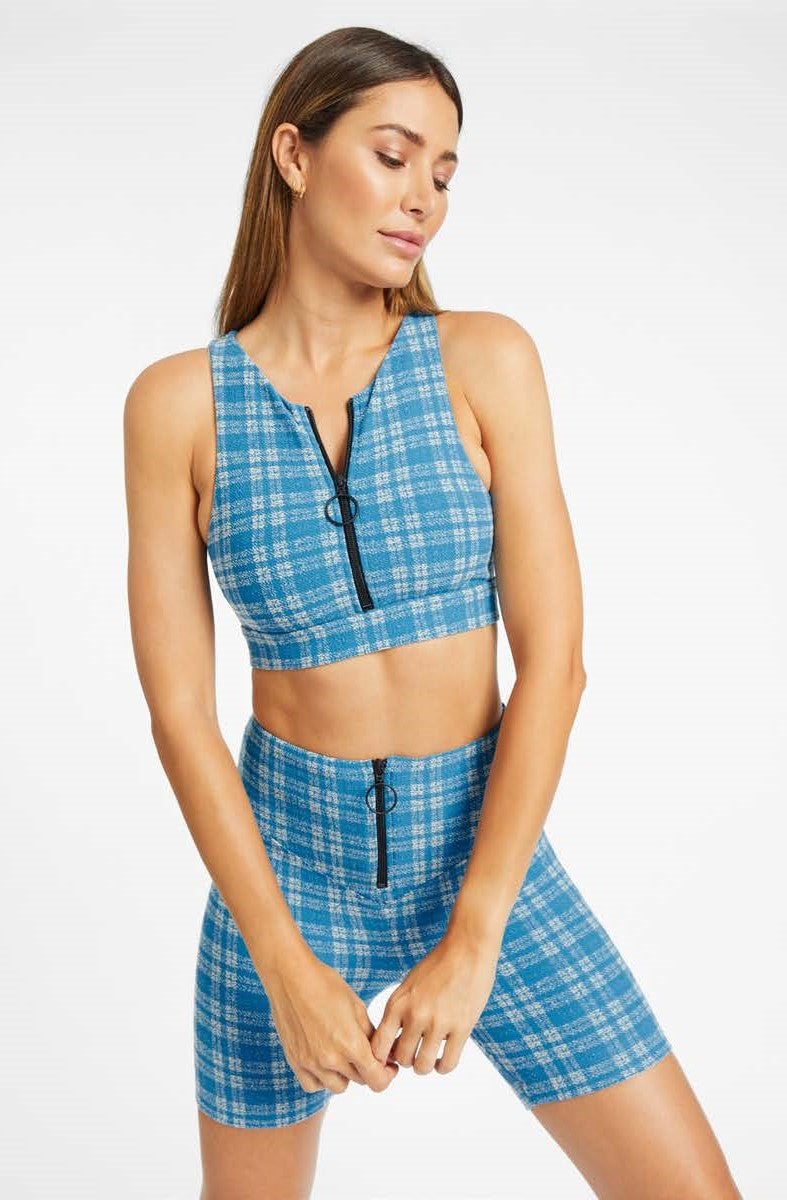 Coastal Jacquard Sports Bra - French Blue