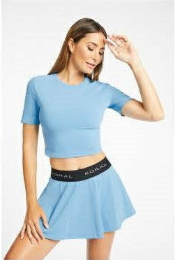 Baby T Blackout Crop Top - Baby Blue