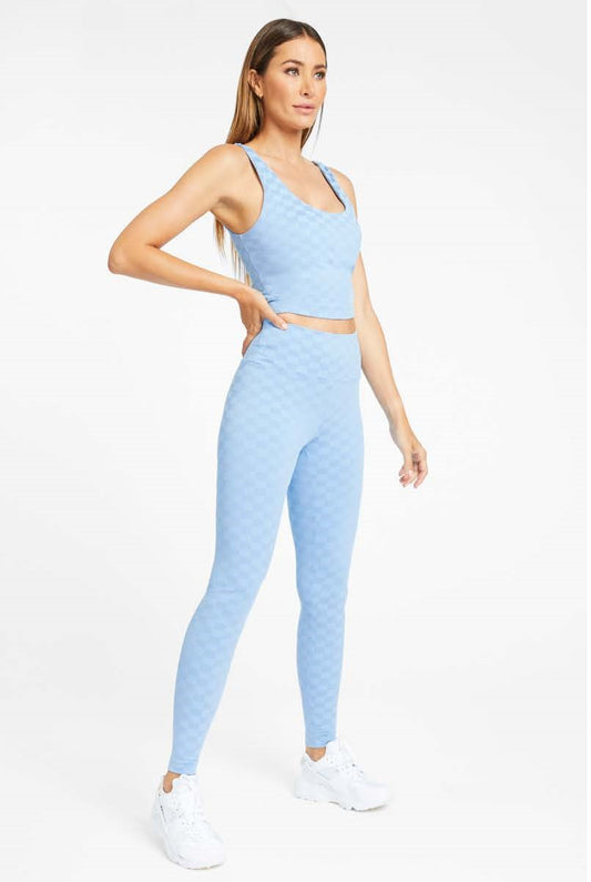 Exceed Blackout High Rise Legging - Baby Blue Checkered