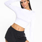 Luca Marlow Long Sleeve Crop Top - White